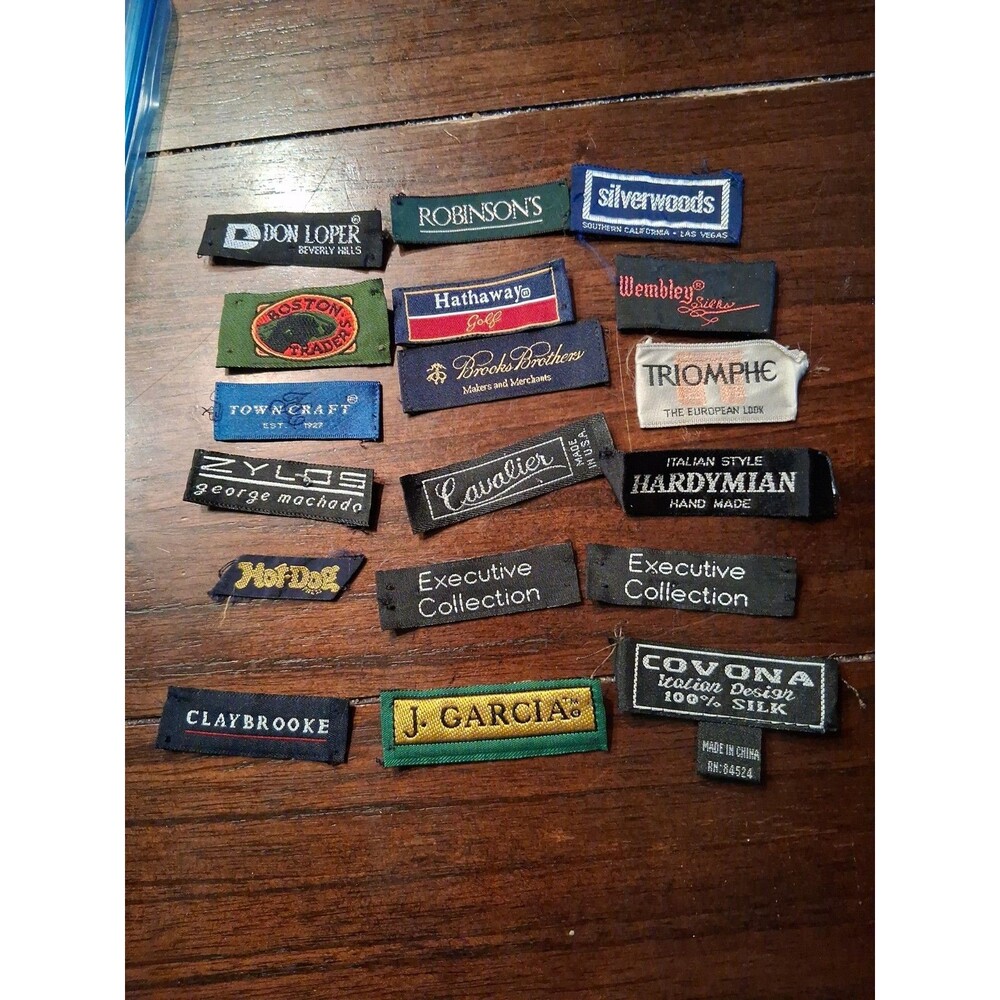 Vintage Fabric Clothing Labels Lot Of 18 sewing craft suit jacket Brooks Brother